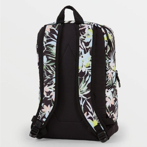 VOLCOM Girls Tropical Floral Print School Backpack Travel Hiking Black Bag - NWT - Picture 3 of 3